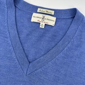 Fairway & Greene Men's XL Merino Wool‎ V-Neck Sweater Blue Golf